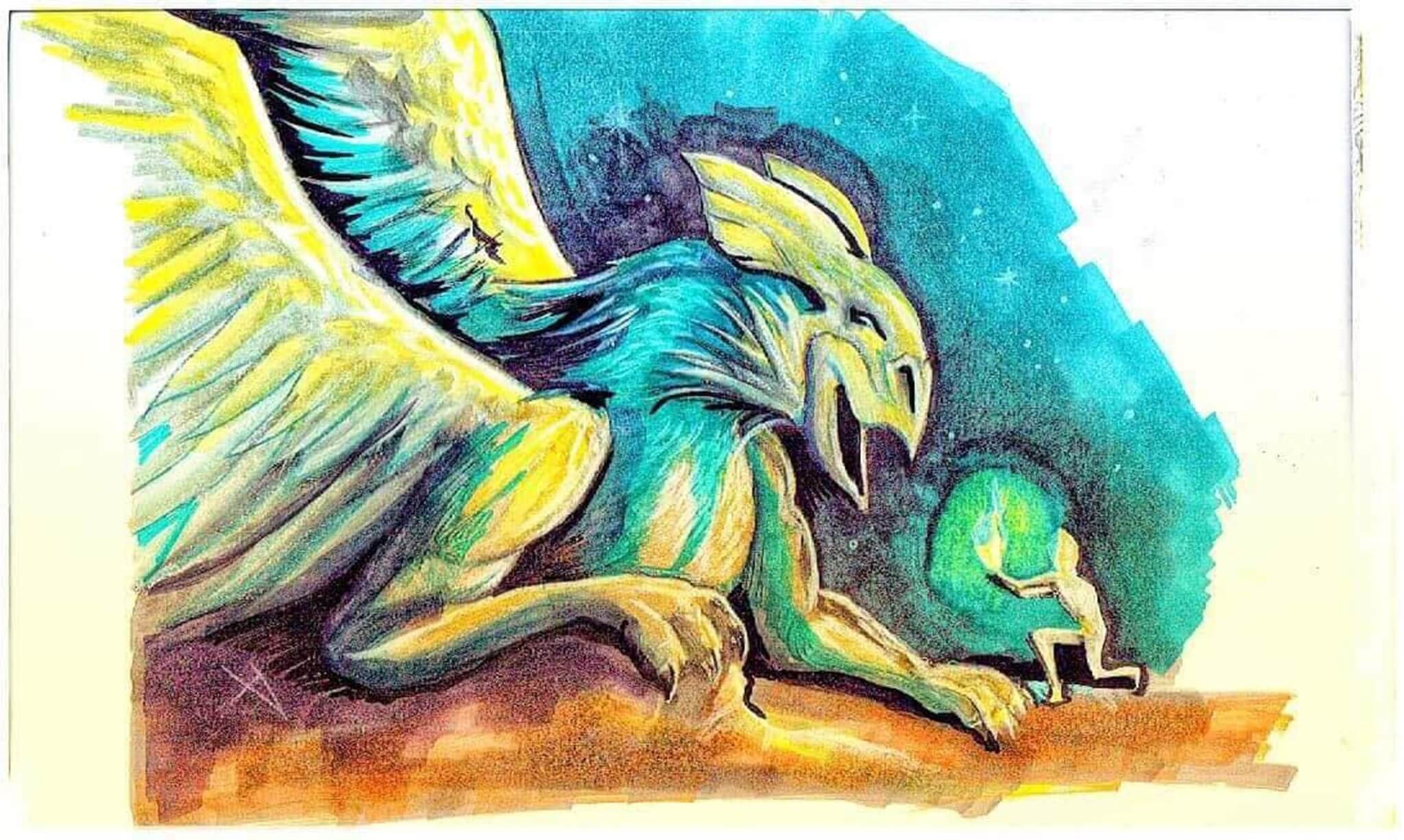 The story of Pangu Grifonul din Parang ilustratie pentru copii